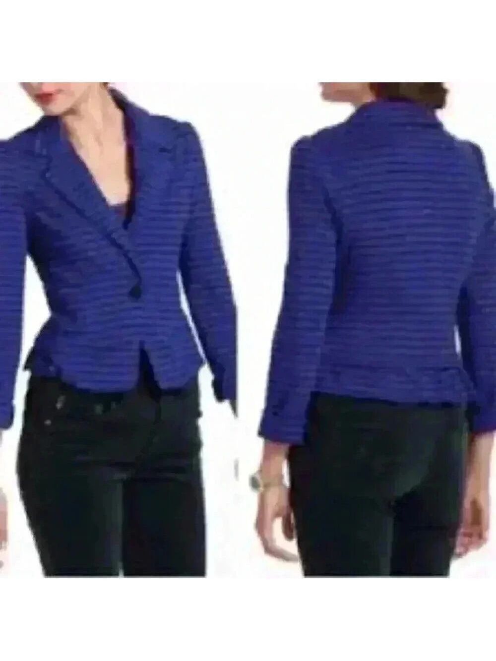 Anthropologie Purple Striped Button Front Casual Blazer XS Small